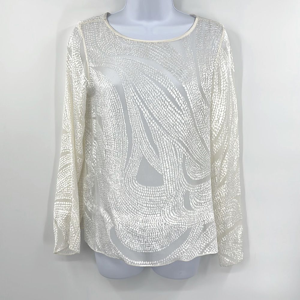 Peter Cohen‎ 100% Silk Blouse Stunning Sheer Top Sz M